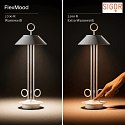SIGOR Lampe de table à accu NUDIDEROT avec crochet, CCT Switch, avec variateur tactile IP54, blanc neige gradable