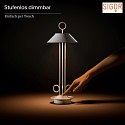 SIGOR Lampe de table à accu NUDIDEROT avec crochet, CCT Switch, avec variateur tactile IP54, blanc neige gradable