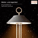 SIGOR Lampe de table à accu NUDIDEROT avec crochet, CCT Switch, avec variateur tactile IP54, blanc neige gradable