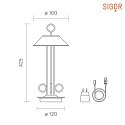 SIGOR Lampe de table à accu NUDIDEROT avec crochet, CCT Switch, avec variateur tactile IP54, blanc neige gradable