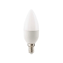 LED Kerzenlampe ECOLUX DIM, 230V,  3.5cm / L 10.2cm, E14, 6W 2700K 470lm 250, dimmbar, opal