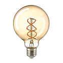 LED Decorative Spiral Filament light bulb Globe CURVED GLOBE, 230V,  9.5cm / L 14cm, E27, 4W 1800K 250lm 330, dimmable