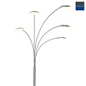 Mexlite Lampada da terra SYNNA 5-Lampadine, ruotabile, diretto / indiretto, con dimmer a cavo IP20, Acciaio spazzolato dimmerabile