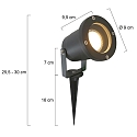 Steinhauer Luce del picco di terra NOVA 1-Lampadina, con spina, regolabile GU10 IP54, Nero opaco dimmerabile