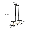 Mexlite Luminaire  suspension BUCKLEY 4 flammes, rglable E27 IP20, noir mat gradable
