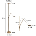 Steinhauer Floor lamp ZODIAC LED, 2 flames, with reading arm, bronze