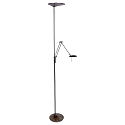LED Deckenfluter ZODIAC, inkl. Leseleuchte mit Gelenkarm, 25+6W 2700K 2200+700lm, mit Touch-Dimmer, stahl gebürstet