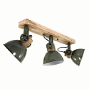 Mexlite Luminaire de plafond GEARWOOD 3 flammes, r�glable E27 IP20, vert, scintillant gradable