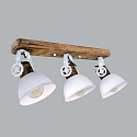 Mexlite Wand- und Deckenleuchte GEARWOOD, 3-flammig, 3x E27, Kautschuk-Holz natur / Metall, wei� matt