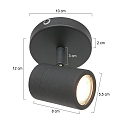 Mexlite Luce da bagno UPROUND 1-Lampadina, cilindrico, Dim-To-Warm, regolabile GU10 IP44, Nero opaco dimmerabile