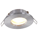 Steinhauer recessed luminaire PLITE SPOT round, rigid, with open cable GU10 IP44, steel brushed dimmable