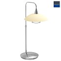 Steinhauer table lamp TALLERKEN with plug, adjustable, with touch dimmer G9 IP20, steel brushed dimmable