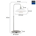 Steinhauer table lamp TALLERKEN with plug, adjustable, with touch dimmer G9 IP20, steel brushed dimmable