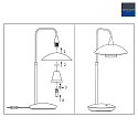 Steinhauer table lamp TALLERKEN with plug, adjustable, with touch dimmer G9 IP20, steel brushed dimmable