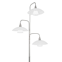 Steinhauer Lampadaire TALLERKEN 3 flammes, avec prise de courant, avec variateur tactile G9 IP20, acier bross gradable