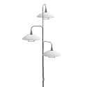 Steinhauer Lampadaire TALLERKEN 3 flammes, avec prise de courant, avec variateur tactile G9 IP20, acier bross gradable