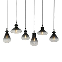 Steinhauer pendant luminaire FLERE 6 flames, square, long E27 IP20, black matt dimmable