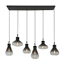 Steinhauer pendant luminaire FLERE 6 flames, square, long E27 IP20, black matt dimmable