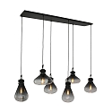 Steinhauer pendant luminaire FLERE 6 flames, square, long E27 IP20, black matt dimmable