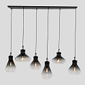 Steinhauer pendant luminaire FLERE 6 flames, square, long E27 IP20, black matt dimmable