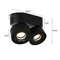 Mexlite LED Deckenstrahler FEZ, 2-flammig, IP20, 2x 8W 2700K 700lm, dreh- und schwenkbar, dimmbar, schwarz matt