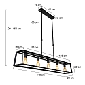 Mexlite Luminaire  suspension BUCKLEY 5 flammes, rglable E27 IP20, noir mat gradable