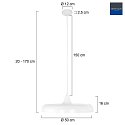 Steinhauer Luminaire à suspension KRISIP Bas, à 1 flamme, plat E27 IP20, blanc mat gradable