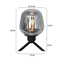 Steinhauer table lamp REFLEXION -  14CM 1 flame, with switch, with plug E27 IP20, black matt 