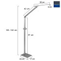 Lampadaire SERENADE CCT Switch, réglable, avec variateur tactile IP20, aluminium brossé gradable