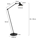 anne light & home floor lamp KASKET with switch, with jointed arm, with plug E27 IP20, black matt 