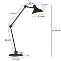 anne light & home table lamp KASKET with switch, with jointed arm, with plug E27 IP20, black matt 