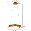 Luci a sospesione RINGLEDE - Ø 48CM grande, rotondo, diretto / indiretto IP20, oro dimmerabile