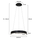 Steinhauer pendant luminaire RINGLEDE -  48CM large, round, direct / indirect IP20, black matt dimmable