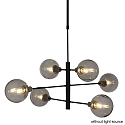 Steinhauer Pendelleuchte CONSTELLATION, 6-flammig, 6x E14, verstellbar, schwarz / Details gold / Rauchglas