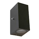 Applique da esterno LOGAN su / giù, angolare, con sensore di luminosità, commutabile GU10 IP54, Nero opaco