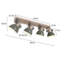 Mexlite Luminaire de plafond GEARWOOD 4 flammes, r�glable E27 IP20, vert gradable