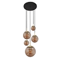Steinhauer Luminaire  suspension BOLLIQUE 5 flammes E27 IP20, ambre, laiton, noir  gradable