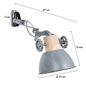 Mexlite Lampada da parete GEARWOOD con interruttore, regolabile E27 IP20, Grigio, Opaco 