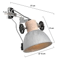Mexlite Luminaire mural GEARWOOD avec interrupteur, réglable E27 IP20, nickel mat  Mexlite Luminaire mural GEARWOOD avec interrupteur, réglable E27 IP20, nickel mat