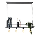 Luminaire  suspension BUCKLEY 4 flammes, avec tablette E27 IP20, noir mat gradable