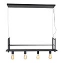 Mexlite Luminaire  suspension BUCKLEY 4 flammes, avec tablette E27 IP20, noir mat gradable