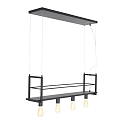 Mexlite Luminaire  suspension BUCKLEY 4 flammes, avec tablette E27 IP20, noir mat gradable