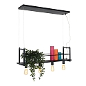 Mexlite Luminaire  suspension BUCKLEY 4 flammes, avec tablette E27 IP20, noir mat gradable