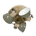 Mexlite Luminaire de plafond GEARWOOD 3 flammes, rond, rglable E27 IP20, bois, antique gradable