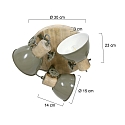Mexlite Luminaire de plafond GEARWOOD 3 flammes, rond, rglable E27 IP20, bois, antique gradable