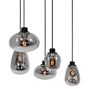 Steinhauer Luci a sospesione REFLEXION 5-Lampadine, angolare, lang, regolabile E27 IP20, Nero opaco dimmerabile