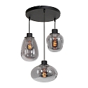 Steinhauer Steinhauer Pendant luminaire REFLEXION, 3 flames, smoky, fitting black