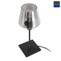 Tischleuchte ANCILLA, 33cm, mit kurzem Schirm, E14, mit Touch-Dimmer, schwarz matt / Rauchglas, teilverspiegelt
