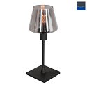 Tischleuchte ANCILLA, 33cm, mit kurzem Schirm, E14, mit Touch-Dimmer, schwarz matt / Rauchglas, teilverspiegelt