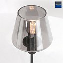 Tischleuchte ANCILLA, 33cm, mit kurzem Schirm, E14, mit Touch-Dimmer, schwarz matt / Rauchglas, teilverspiegelt